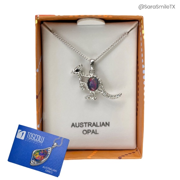 TOSCOW Genuine Australian Kangaroo Opal & Sterling Silver Necklace - NIB - Picture 1 of 15
